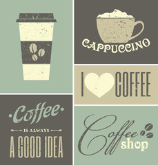 Wandcirkels Vintage Poster Nostalgische koffie collage retro jaren vijftig  © Iveta Angelova