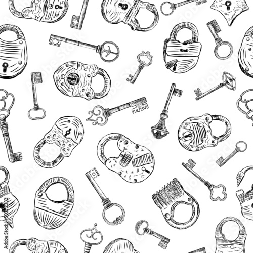 pattern with a padlocks and keys