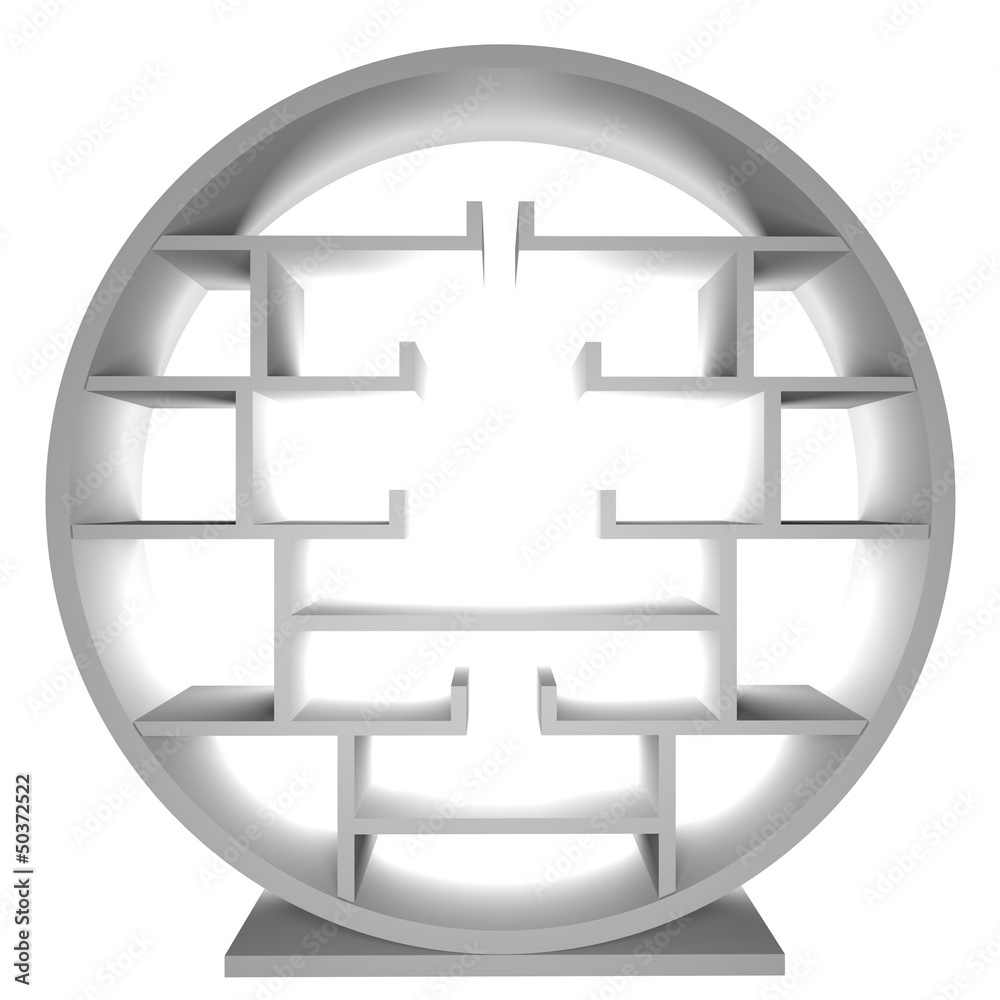 Fototapeta premium white bookshelf circle