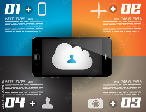 Infographic design template with paper tags.