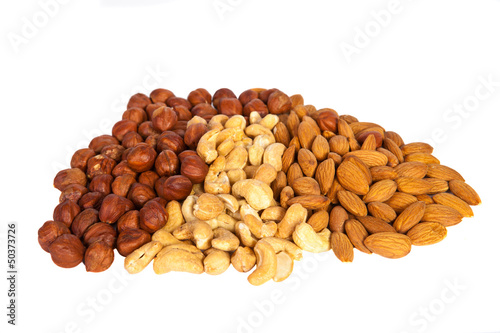 Hazelnuts, cashews, almonds