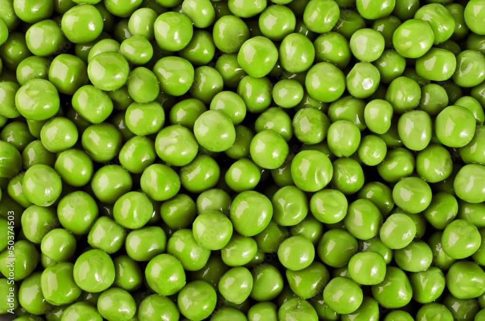 Food background - green peas closeup