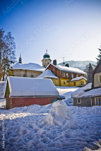 village Harrachov in wintertime, Czech Republic