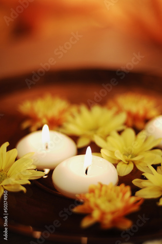 Aroma Bowl With Candles And Flowers