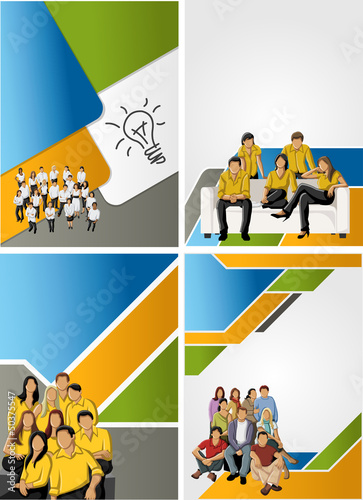 Colorful template for advertising brochure with business people