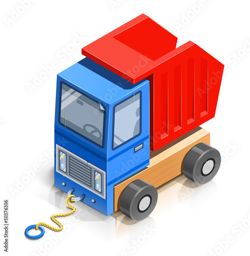 truck. wooden toy vector illustration isolated on white