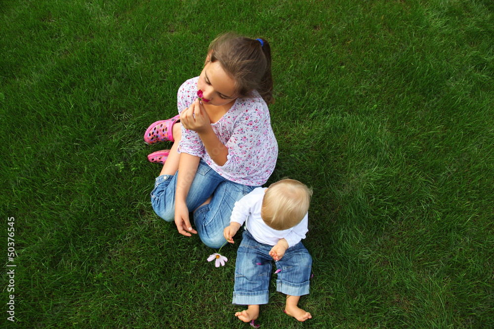 Children in the meadow - family Children in the meadow - family
