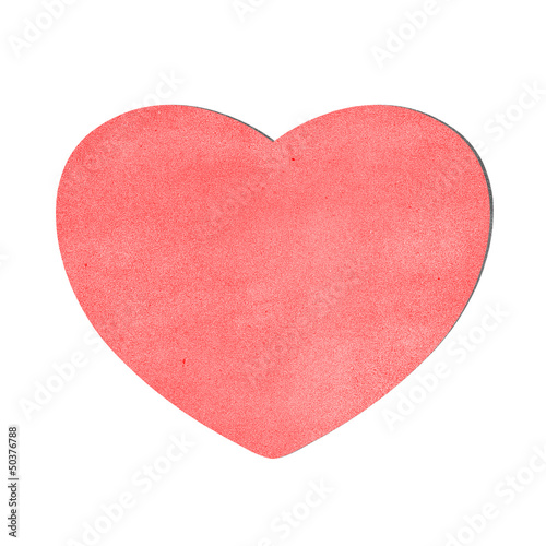 heart recycled paper on white background