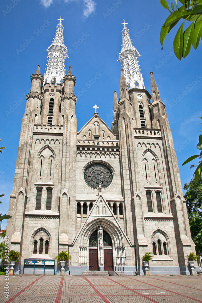 Neo-gothic Roman Catholic Cathedral in  Jakarta, on Java,  Indon