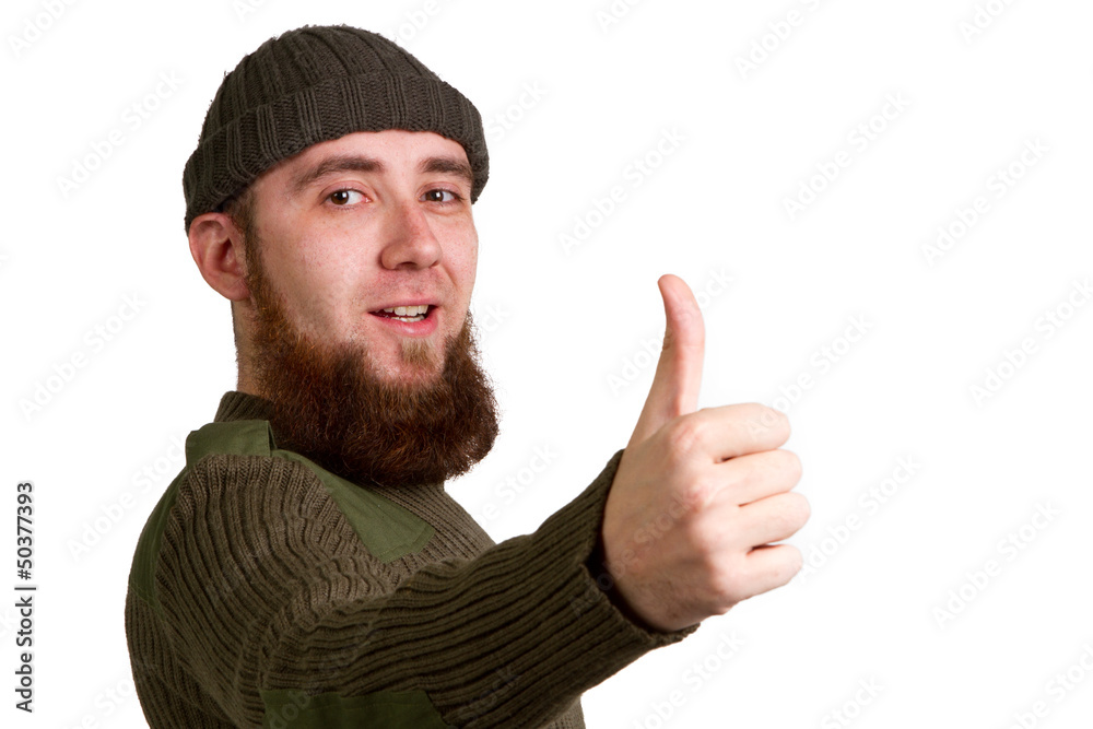 young guy showing a success sign young guy showing a success sign
