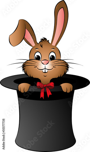 Hase lunzt aus dem Zylinder