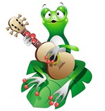 Singer Frog Cartoon with Guitar-Rana Cantante con Chitarra