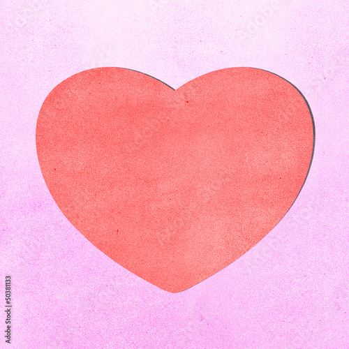 heart recycled paper on white background