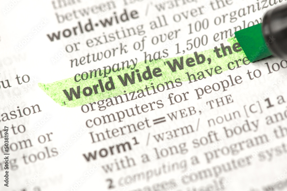 Fototapeta premium World Wide Web definition highlighted in green