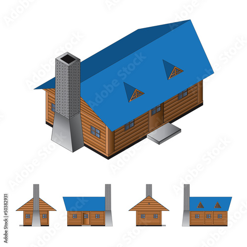 Isometric log cabin