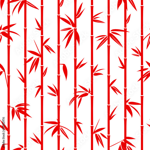 Seamless Pattern Red Bamboo