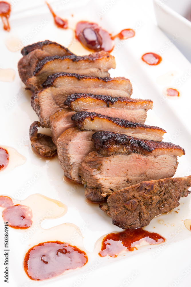 Roasted duck breast with gravy