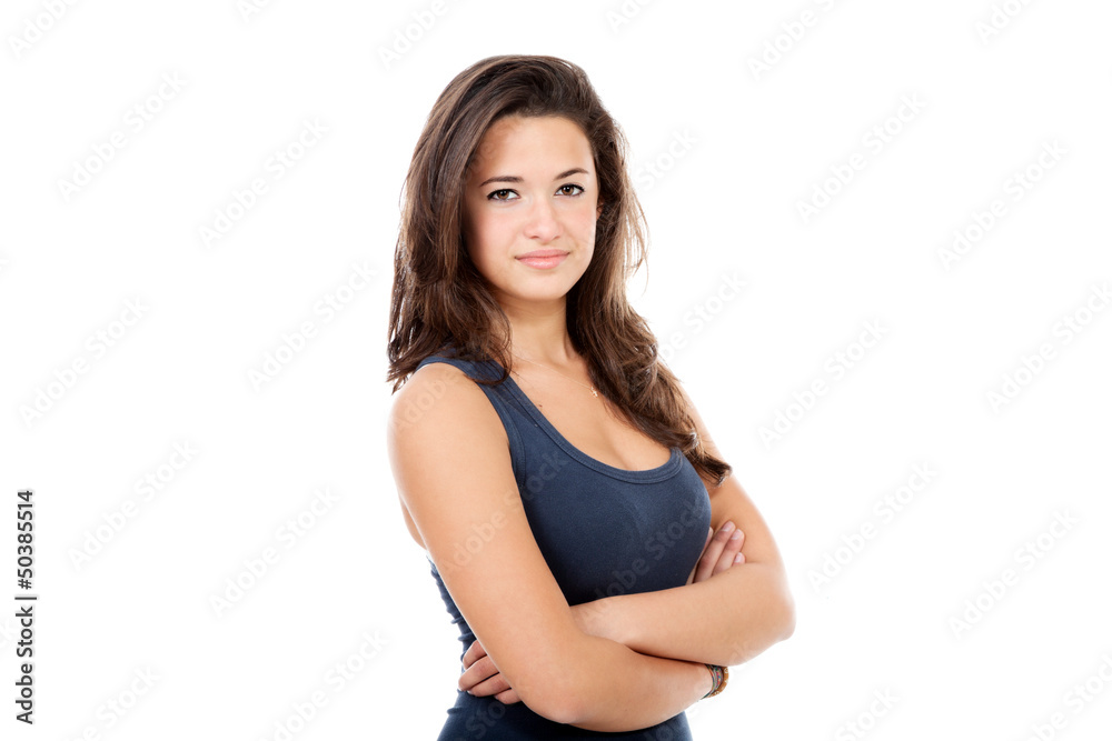Portrait of brunette girl, isolated on white background Portrait of brunette girl, isolated on white background