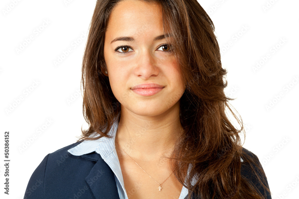 portrait of cute woman, isolated on white background portrait of cute woman, isolated on white background
