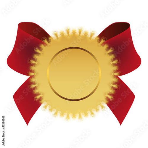 blank banner with golden bow