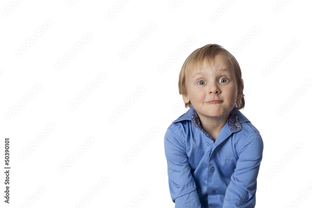 small boy with funny face small boy with funny face