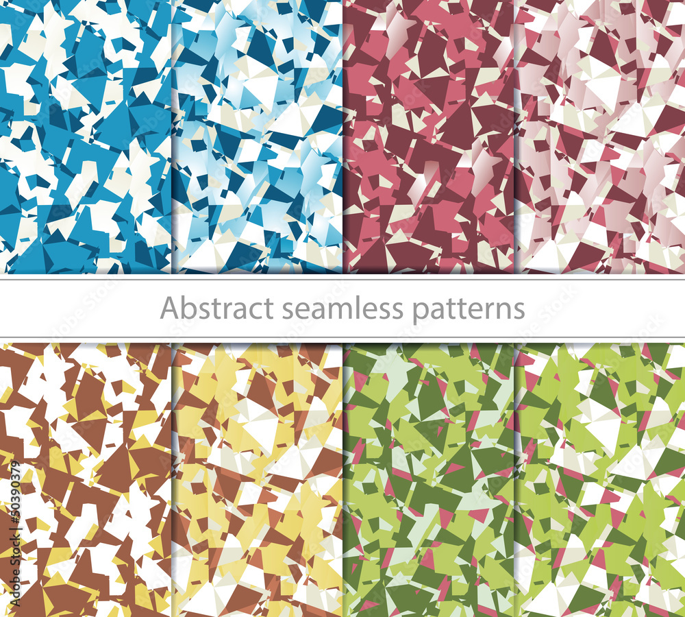 Naklejka premium Seamless geometric textures. 4 type patterns in 8 variations