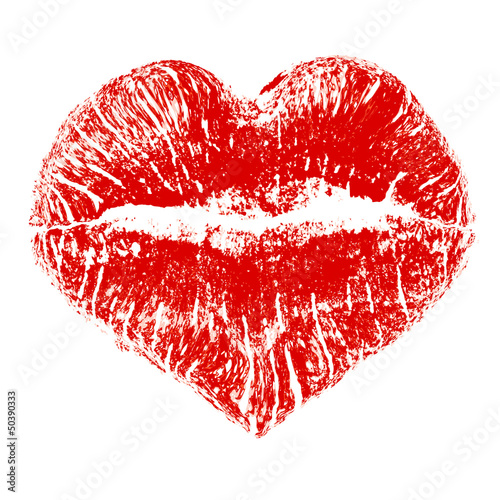 Lipstick kiss in heart shape