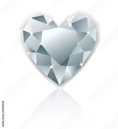 Shiny heart diamond with reflection