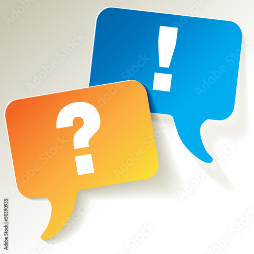 Speech Bubbles die Frage und die Antwort gelb blau
