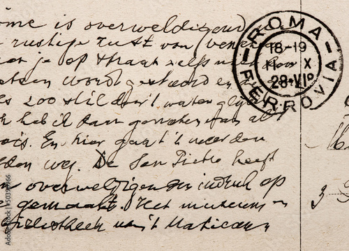 Photography old letter with vintage handwriting in english language