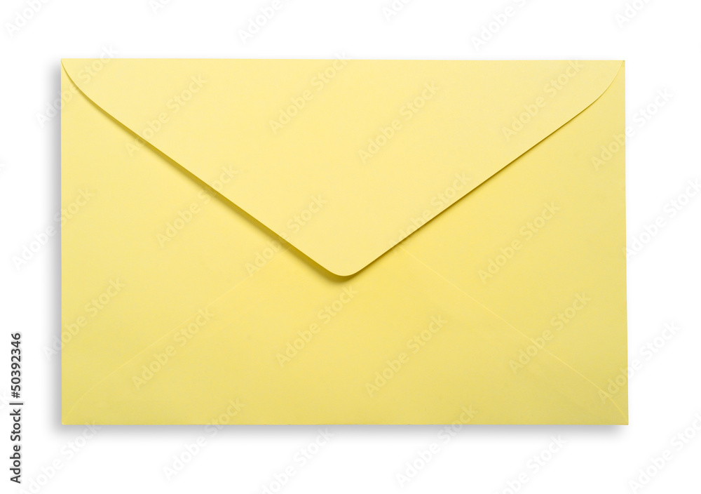 Yellow envelope isolated.