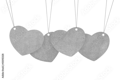 Recycle paper Valentine heart  hanging labels.