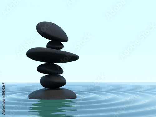 Zen Stones Rippling Silky Shallow Water
