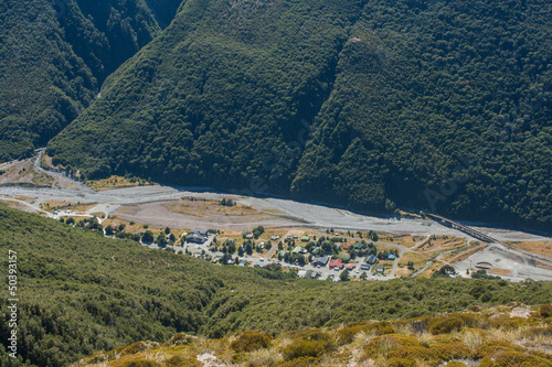 aerial view of Arthur's Pass village