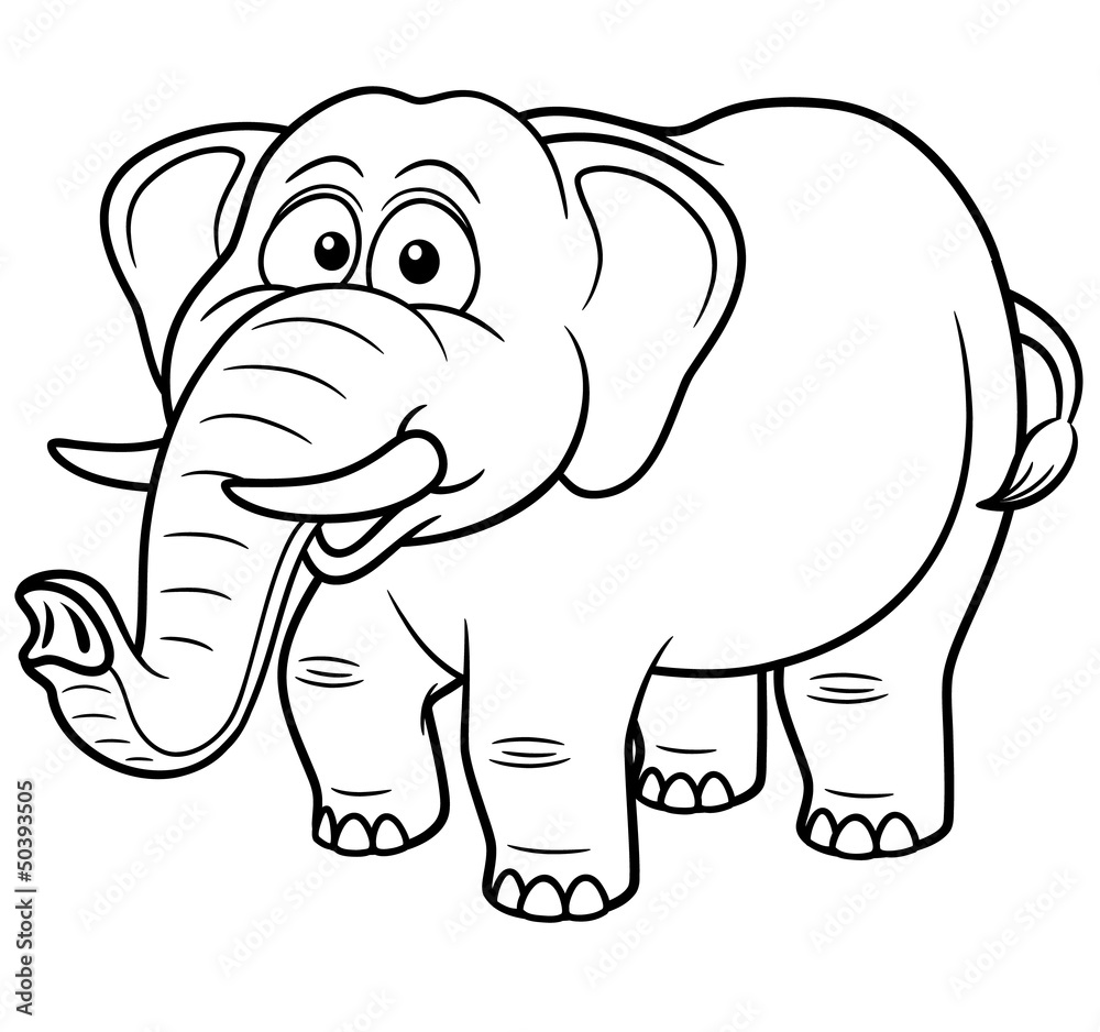Fototapeta premium Vector illustration of Cartoon Elephant - Coloring book
