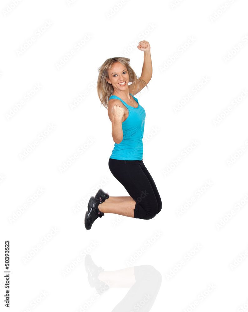 Excited Woman Jumping