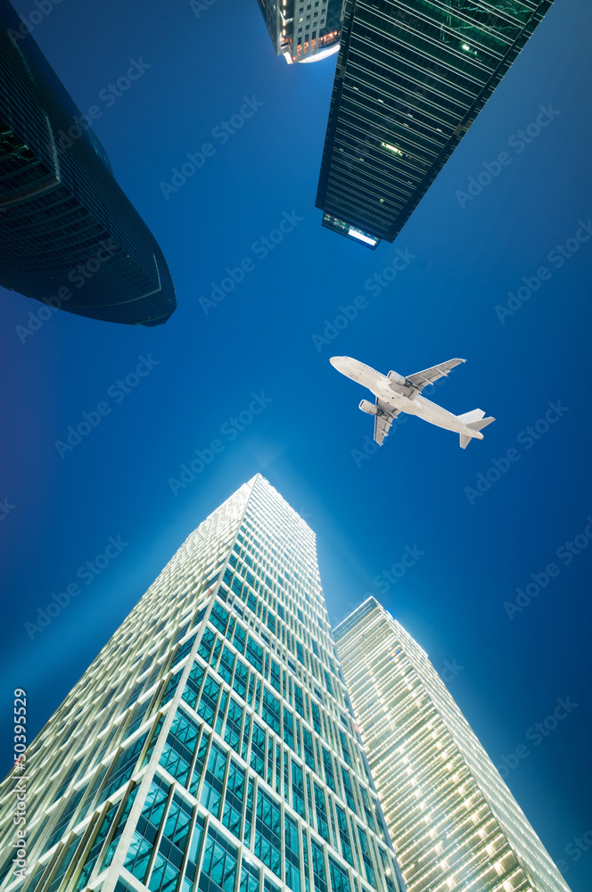Fototapeta premium looking up at the modern office buildings