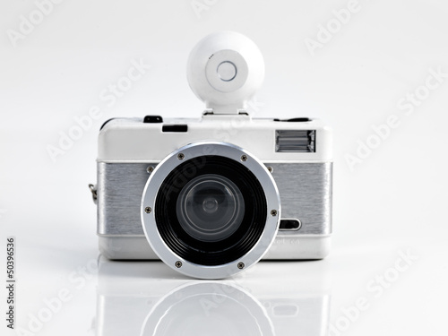 vintage camera on white background.