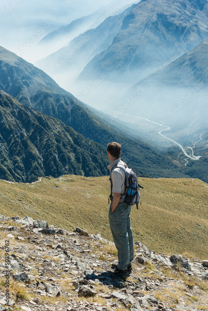 walker looking back at Arthur's Pass