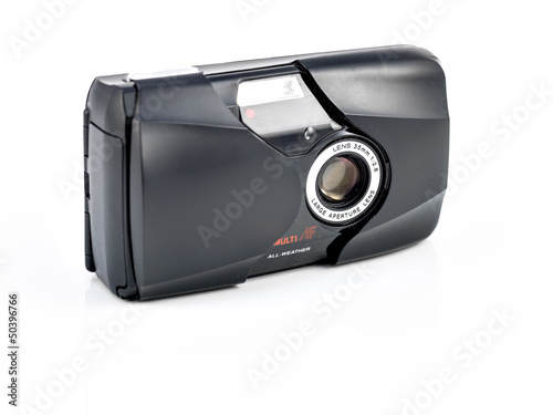 vintage camera on white background.