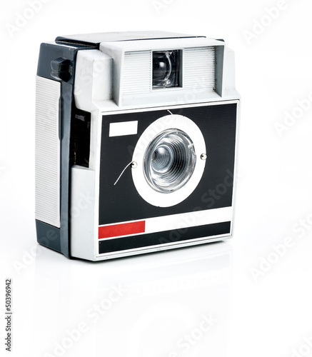 vintage camera on white background.