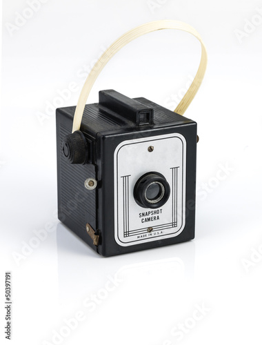 vintage camera on white background.