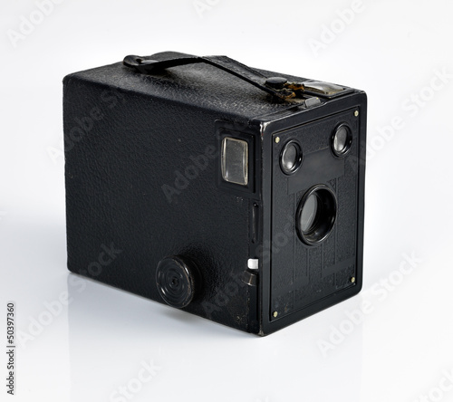 vintage camera on white background.