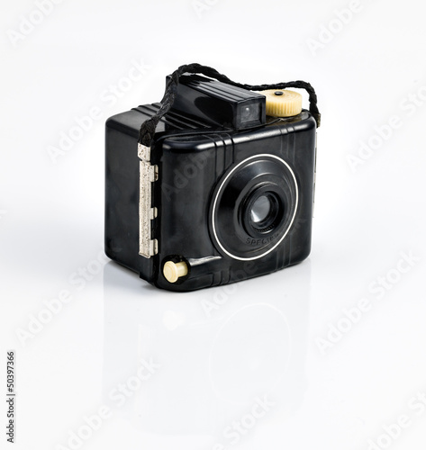 vintage camera on white background.