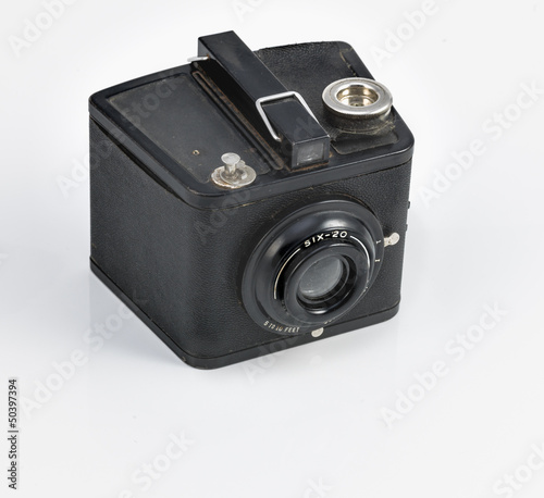 vintage camera on white background.