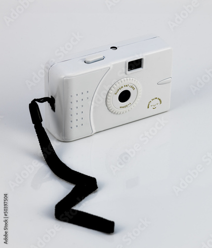 vintage camera on white background.