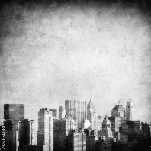 grunge image of new york skyline