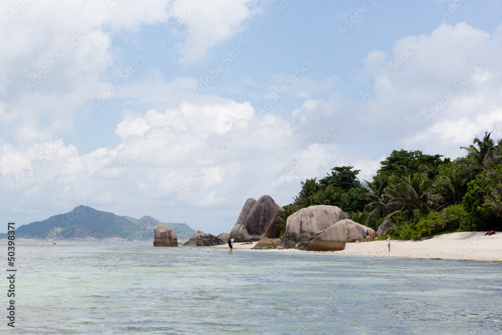 Plage Anse source d'argent île de La Digue aux Seychelles