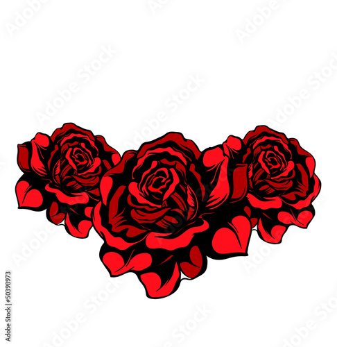 Tree red vector roses isolated