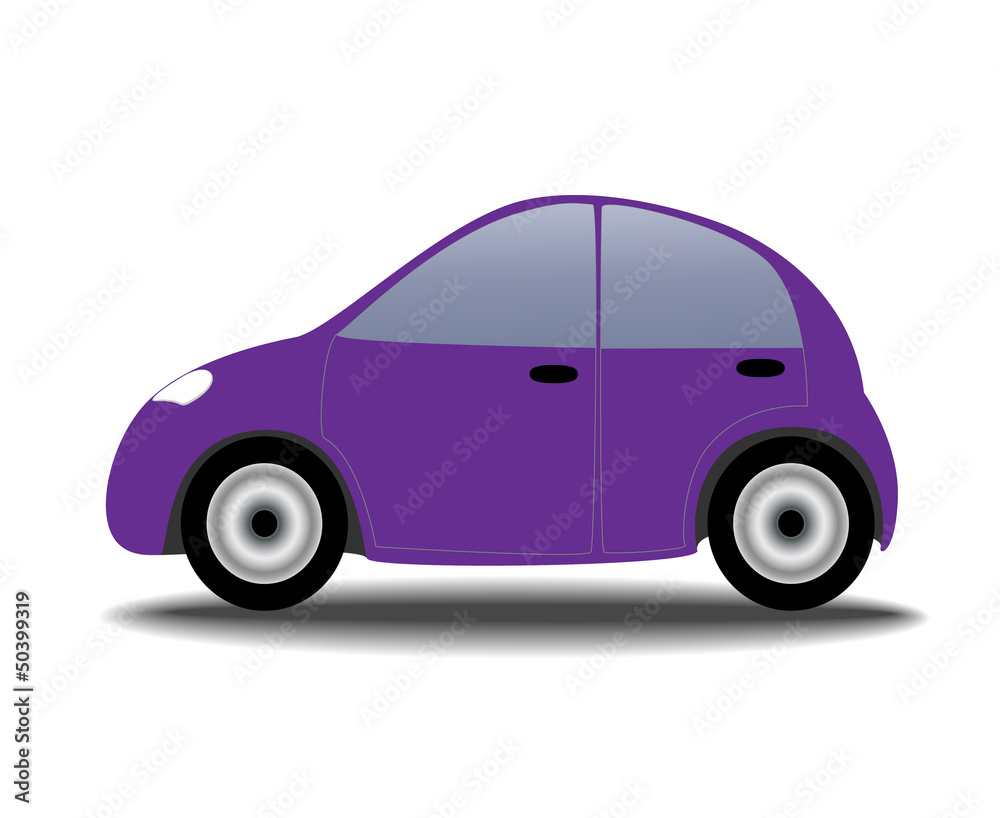 Small lilac female car, vector illustration